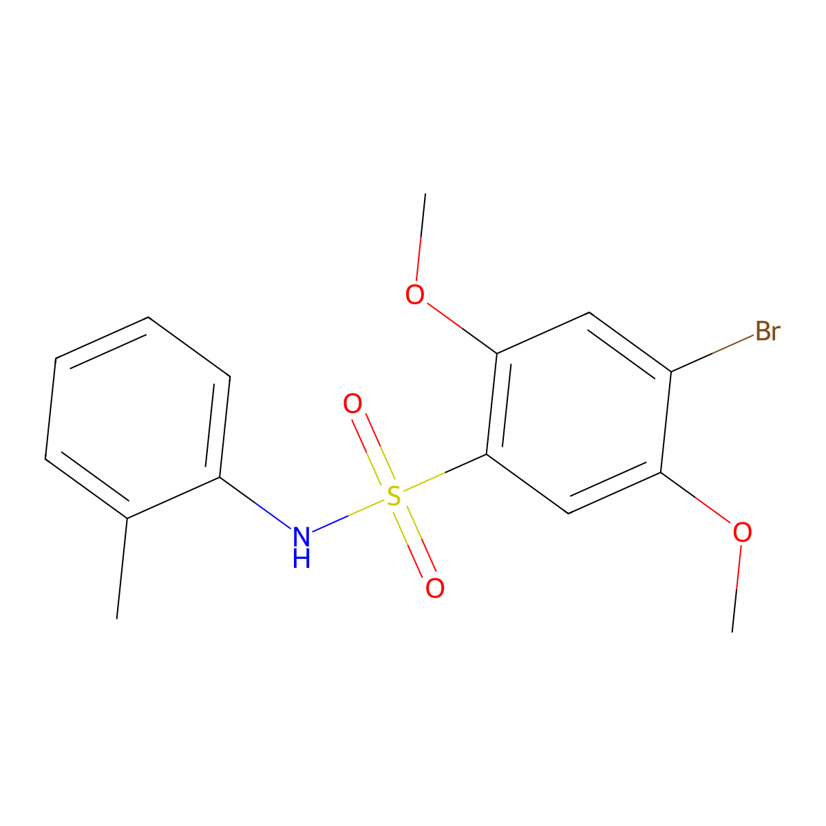 4-bromo-2,5-dimethoxy-N-(2-methylphenyl)benzene-1-sulfonamide molecular structure, CAS 2759764-55-9