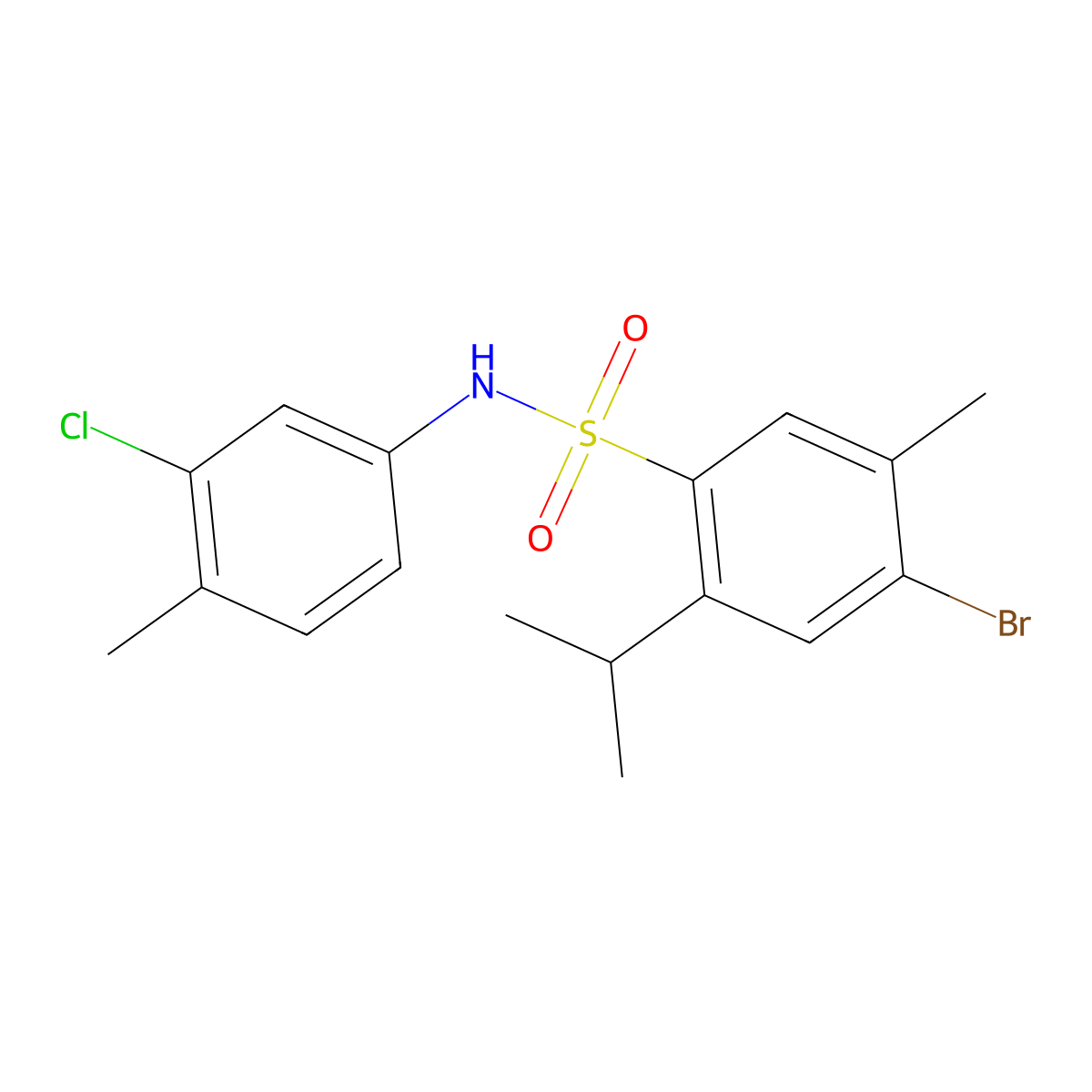 4-bromo-N-(3-chloro-4-methylphenyl)-5-methyl-2-(propan-2-yl)benzene-1-sulfonamide molecular structure, CAS 2759790-69-5