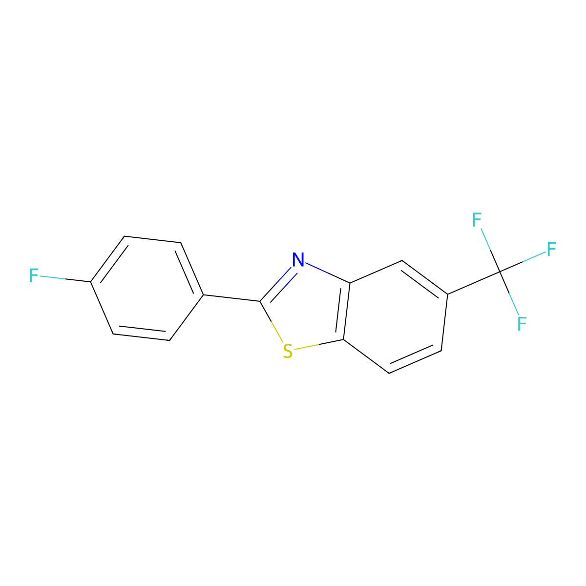 2-(4-Fluorophenyl)-5-(trifluoromethyl)-1,3-benzothiazole molecular structure, CAS 2759918-91-5
