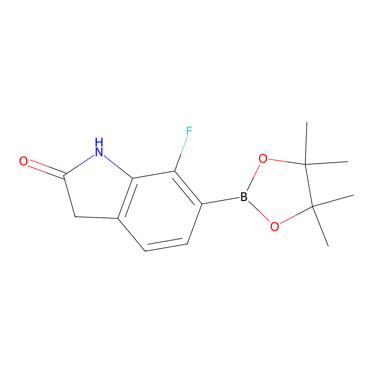 7-fluoro-6-(4,4,5,5-tetramethyl-1,3,2-dioxaborolan-2-yl)-2,3-dihydro-1H-indol-2-one molecular structure, CAS 2759936-89-3