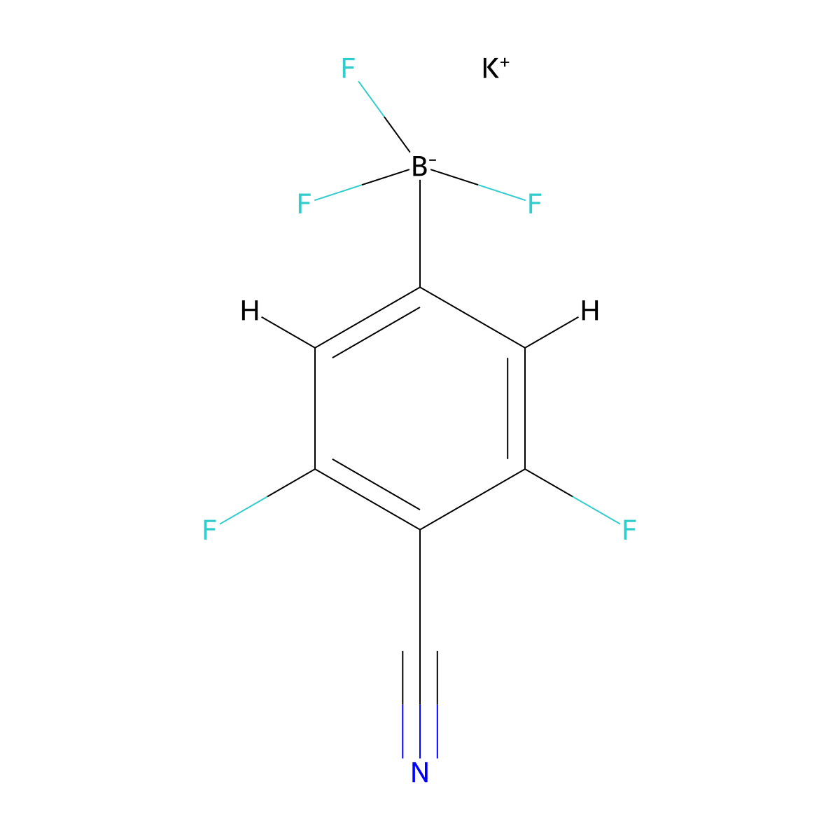 Potassium (4-cyano-3,5-difluorophenyl)trifluoroboranuide molecular structure, CAS 2760218-00-4