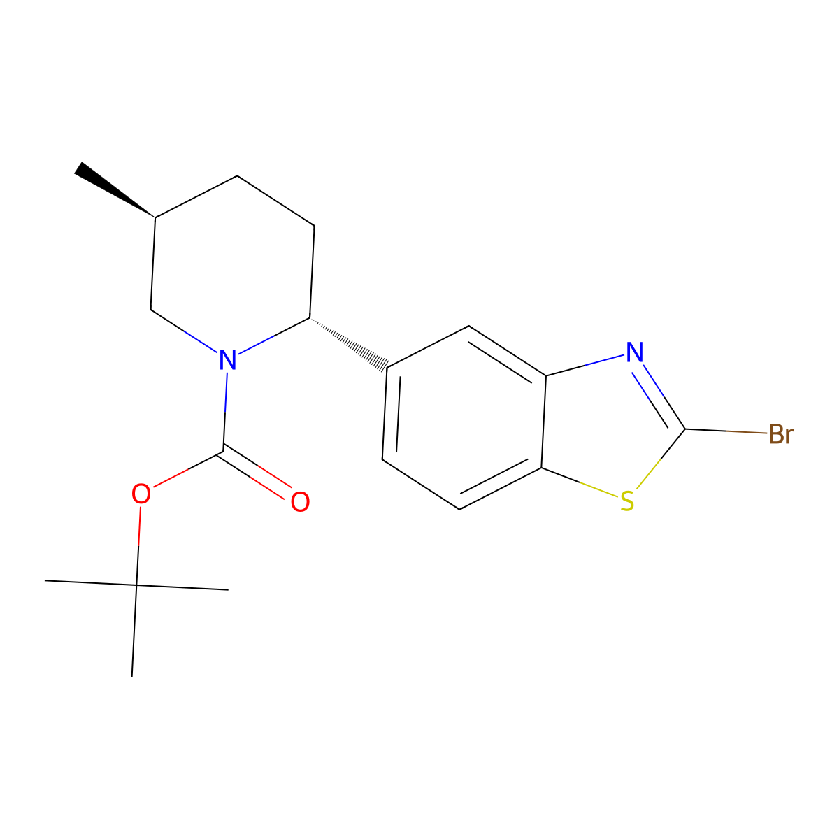 Tert-butyl (2R,5S)-2-(2-bromo-1,3-benzothiazol-5-YL)-5-methyl-piperidine-1-carboxylate molecular structure, CAS 2760268-04-8