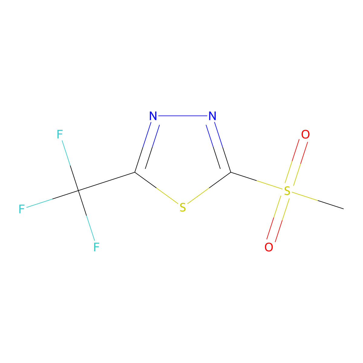 1,3,4-Thiadiazole, 2-(methylsulfonyl)-5-(trifluoromethyl)- molecular structure, CAS 27603-25-4