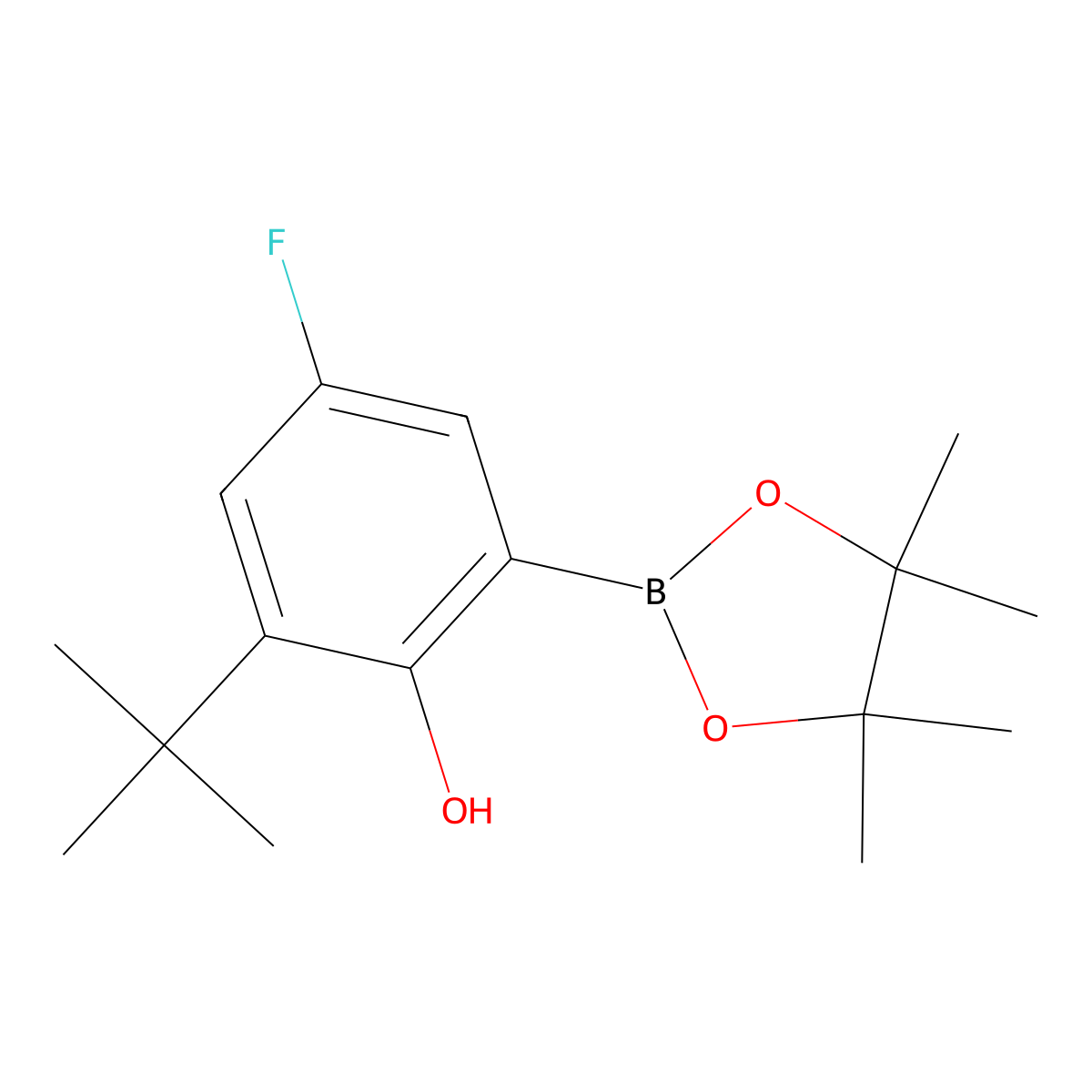 2-(Tert-butyl)-4-fluoro-6-(4,4,5,5-tetramethyl-1,3,2-dioxaborolan-2-YL)phenol molecular structure, CAS 2760319-17-1