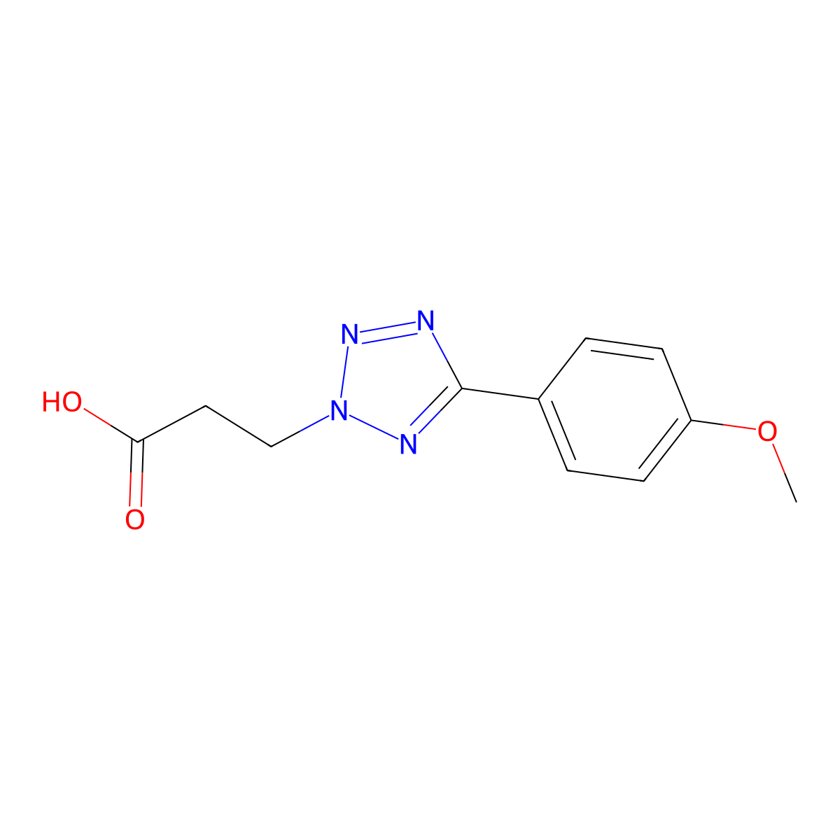3-[5-(4-Methoxy-phenyl)-tetrazol-2-yl]-propionic acid molecular structure, CAS 27604-50-8