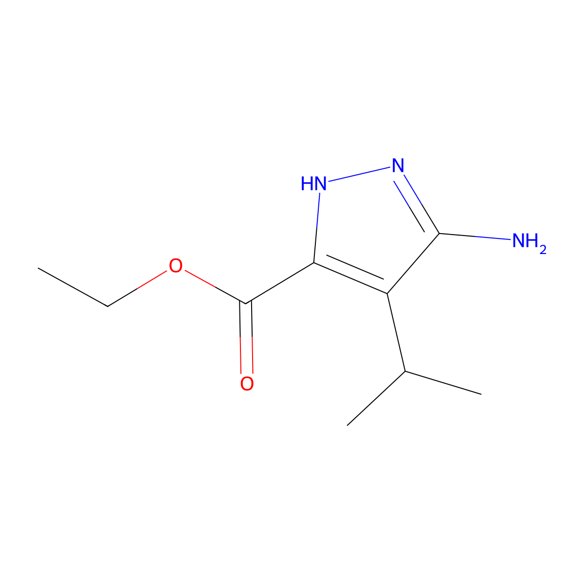 Ethyl 5-amino-4-isopropyl-1H-pyrazole-3-carboxylate molecular structure, CAS 2760415-22-1