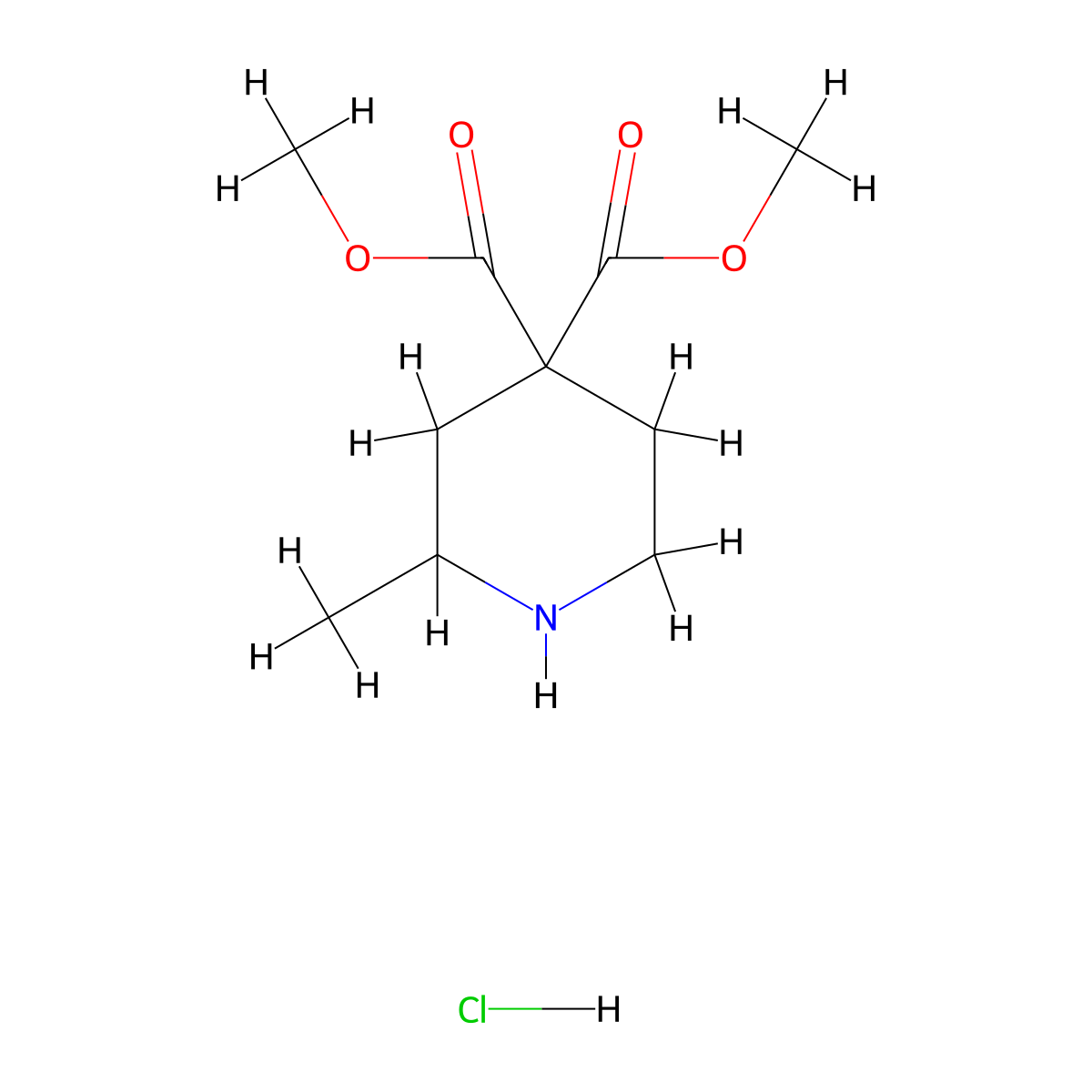 4,4-Dimethyl 2-methylpiperidine-4,4-dicarboxylate hydrochloride molecular structure, CAS 2760418-60-6