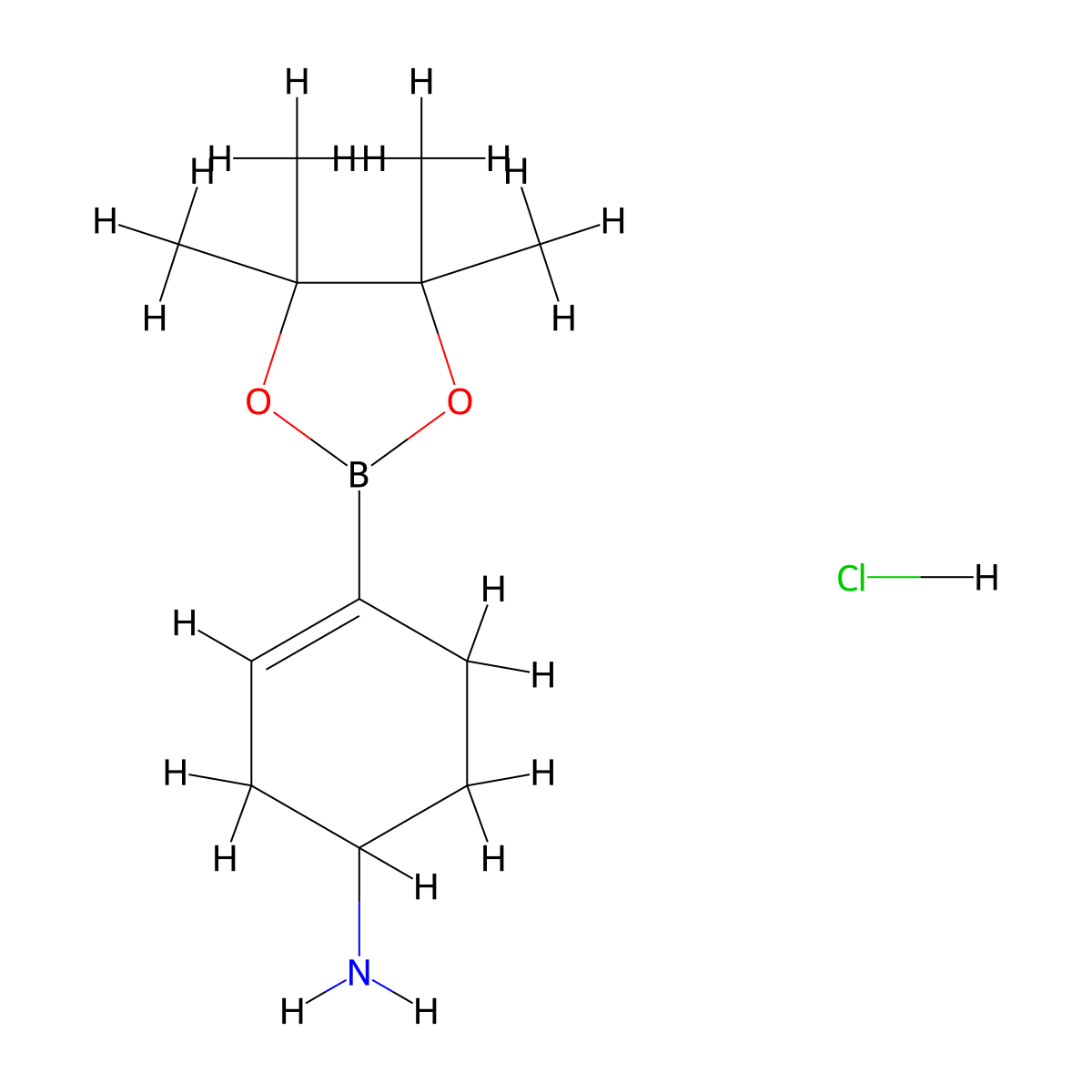 4-(4,4,5,5-Tetramethyl-1,3,2-dioxaborolan-2-yl)cyclohex-3-en-1-amine hydrochloride molecular structure, CAS 2760457-43-8