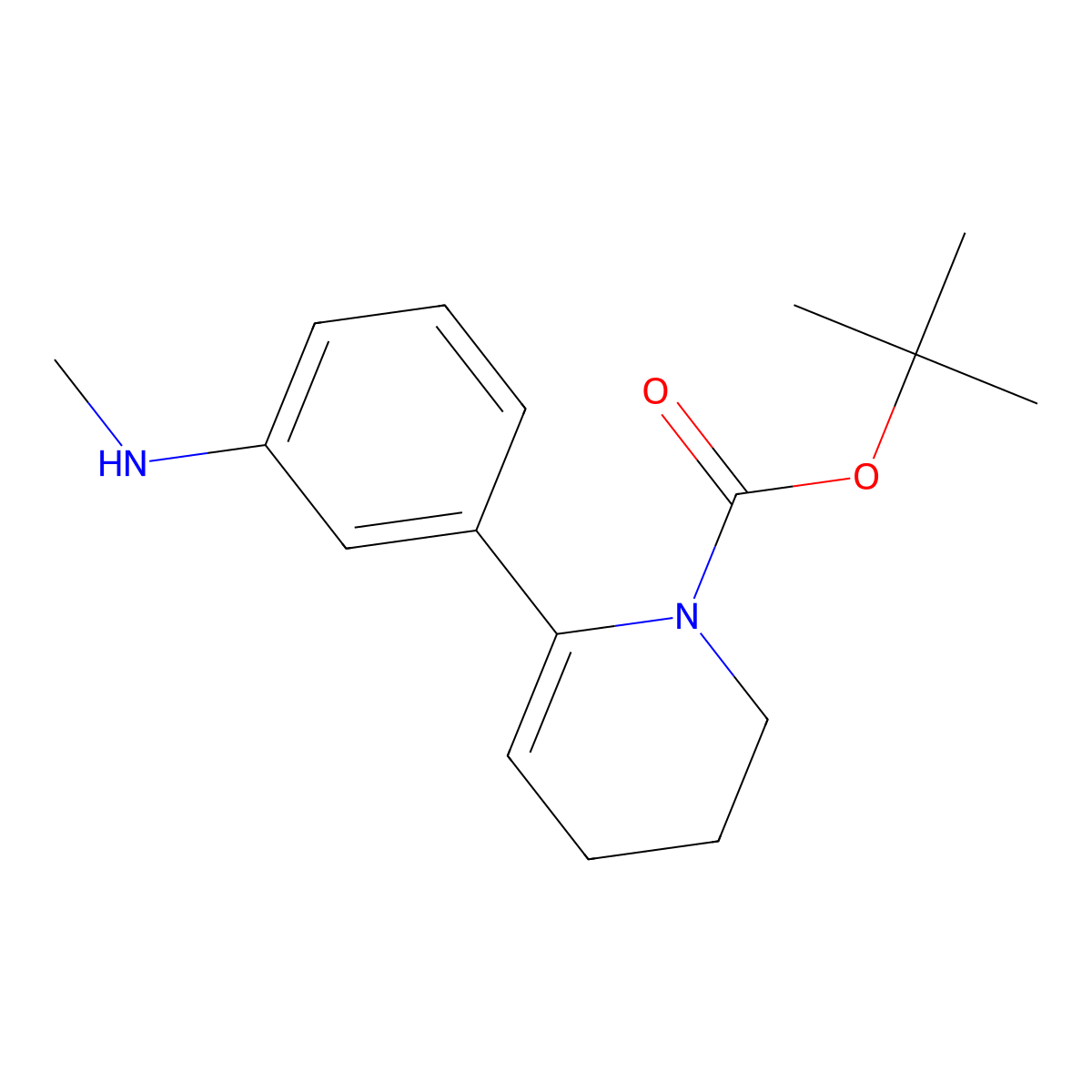 tert-Butyl 6-(3-(methylamino)phenyl)-3,4-dihydropyridine-1(2H)-carboxylate molecular structure, CAS 2760490-12-6