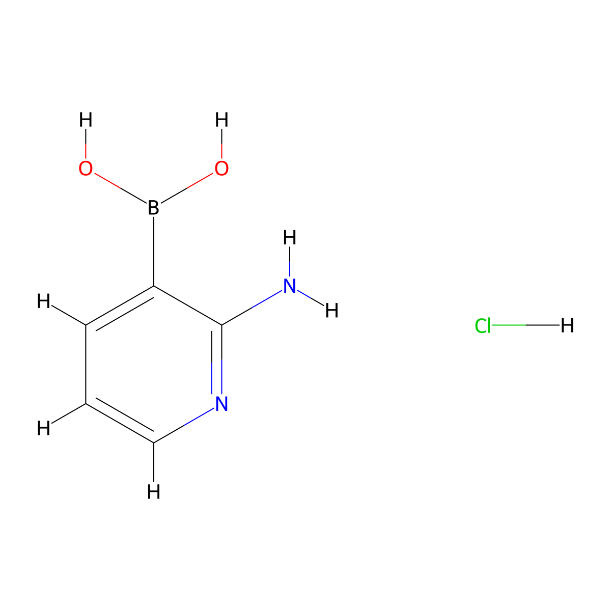 (2-Aminopyridin-3-yl)boronic acid hydrochloride molecular structure, CAS 2760491-44-7