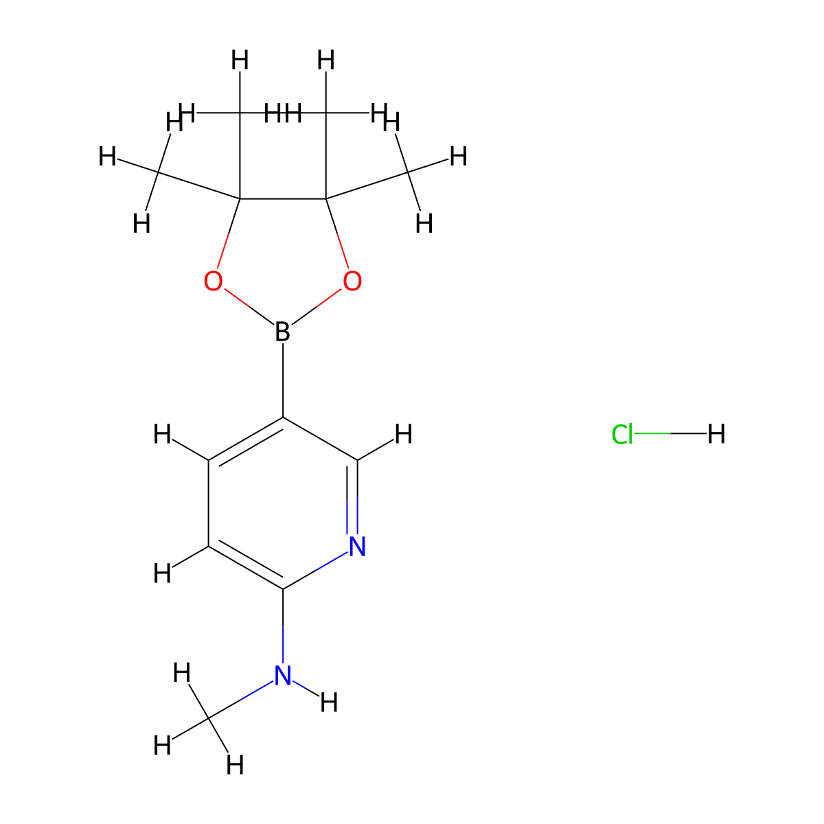 N-Methyl-5-(4,4,5,5-tetramethyl-1,3,2-dioxaborolan-2-yl)pyridin-2-amine hydrochloride molecular structure, CAS 2760491-49-2