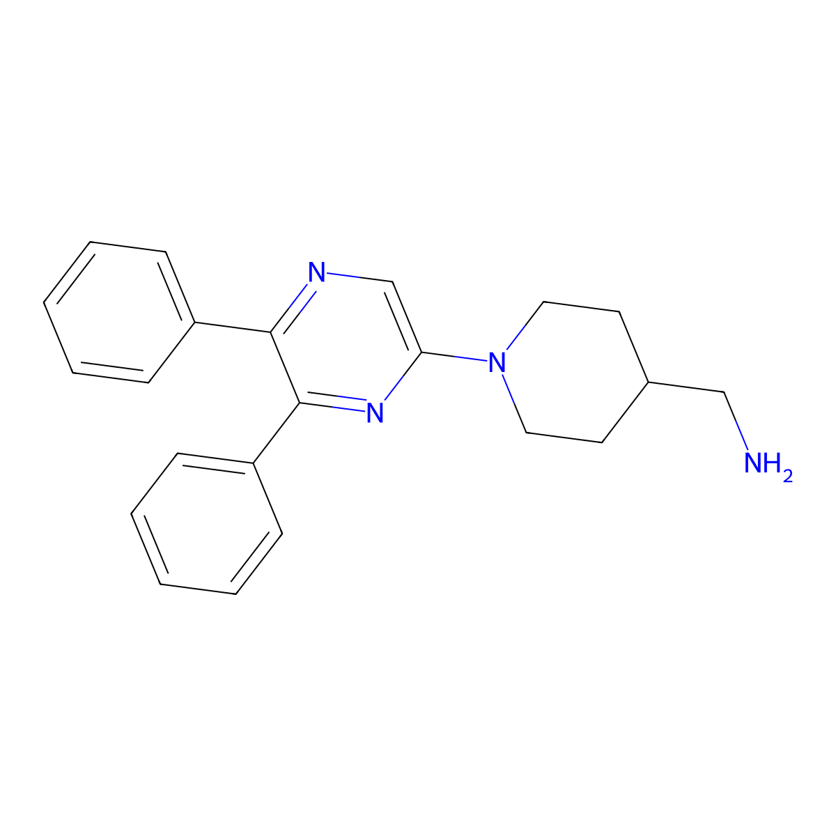 1-(5,6-Diphenyl-2-pyrazinyl)-4-piperidinemethanamine molecular structure, CAS 2760612-79-9