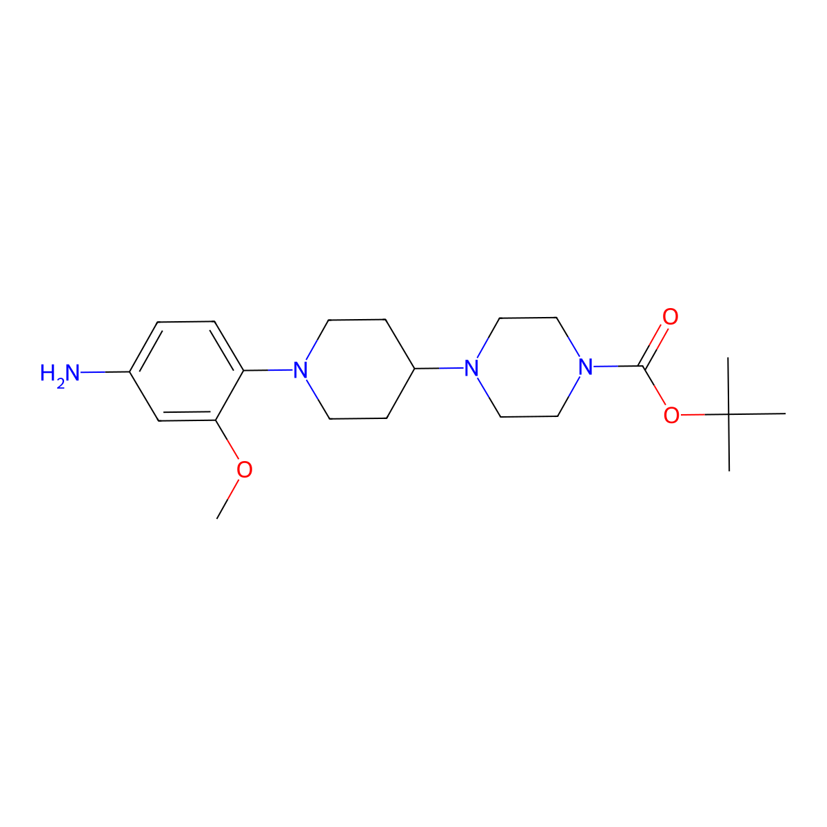 Tert-butyl 4-(1-(4-amino-2-methoxyphenyl)piperidin-4-YL)piperazine-1-carboxylate molecular structure, CAS 2760644-77-5