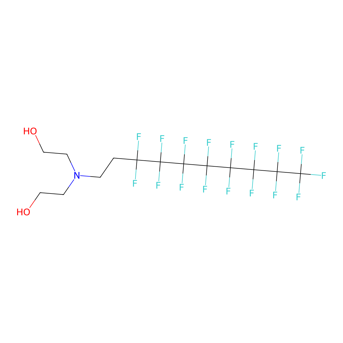 2,2'-((3,3,4,4,5,5,6,6,7,7,8,8,9,9,10,10,10-Heptadecafluorodecyl)imino)bisethanol molecular structure, CAS 27607-36-9