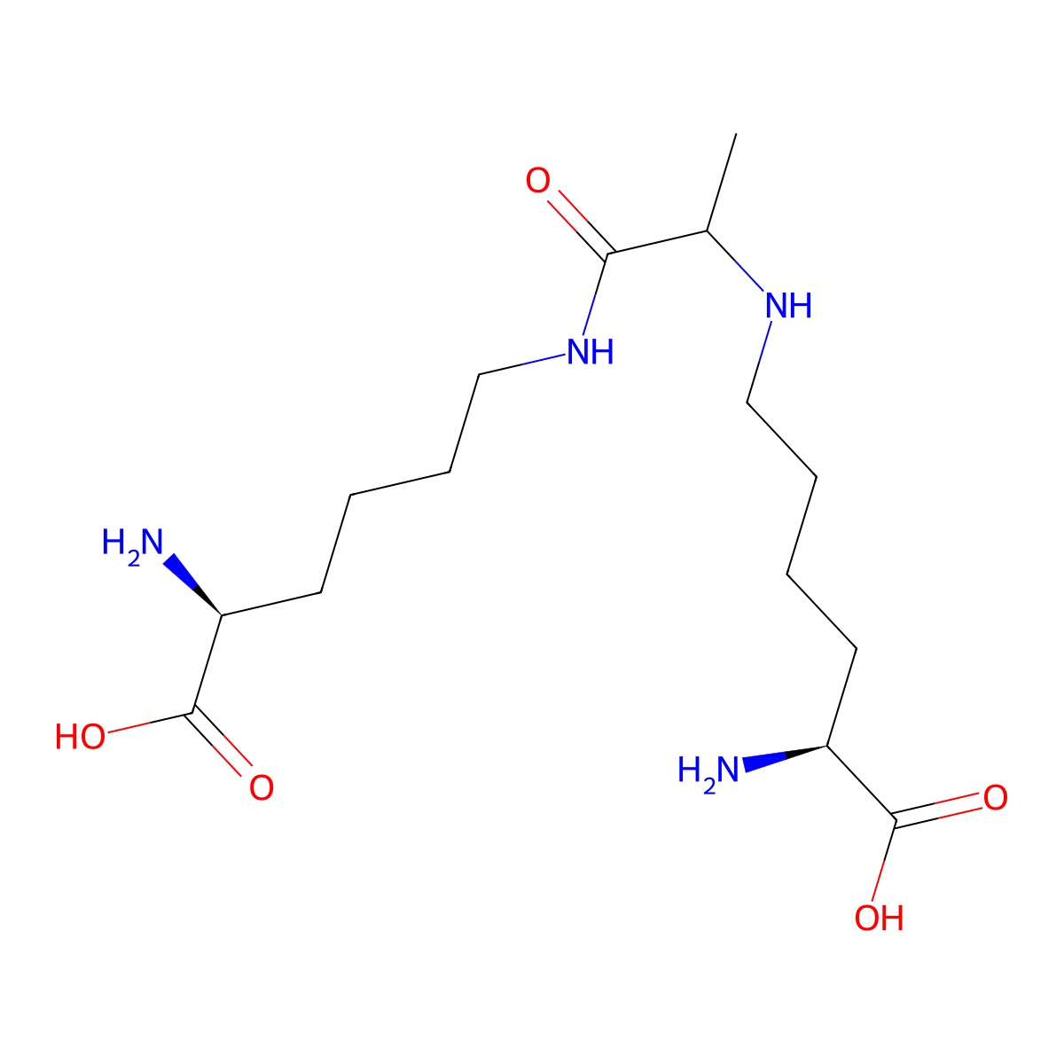 2,15-Diamino-8-methyl-9-oxo-7,10-diaZa-1,16-hexadecanedioic acid (MOLA) molecular structure, CAS 2760788-86-9