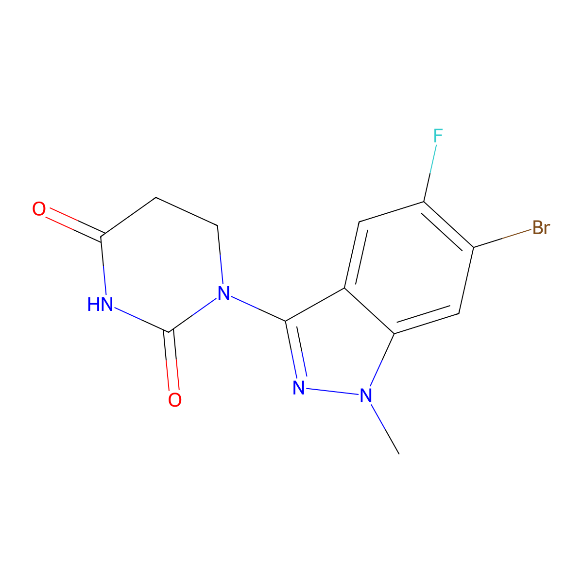 1-(6-bromo-5-fluoro-1-methyl-1H-indazol-3-yl)-1,3-diazinane-2,4-dione molecular structure, CAS 2760850-50-6