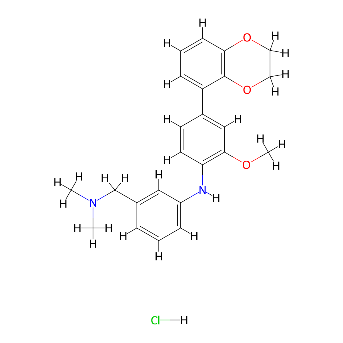 4-(2,3-dihydro-1,4-benzodioxin-5-yl)-N-[3-[(dimethylamino)methyl]phenyl]-2-methoxyaniline;hydrochloride molecular structure, CAS 2760889-75-4