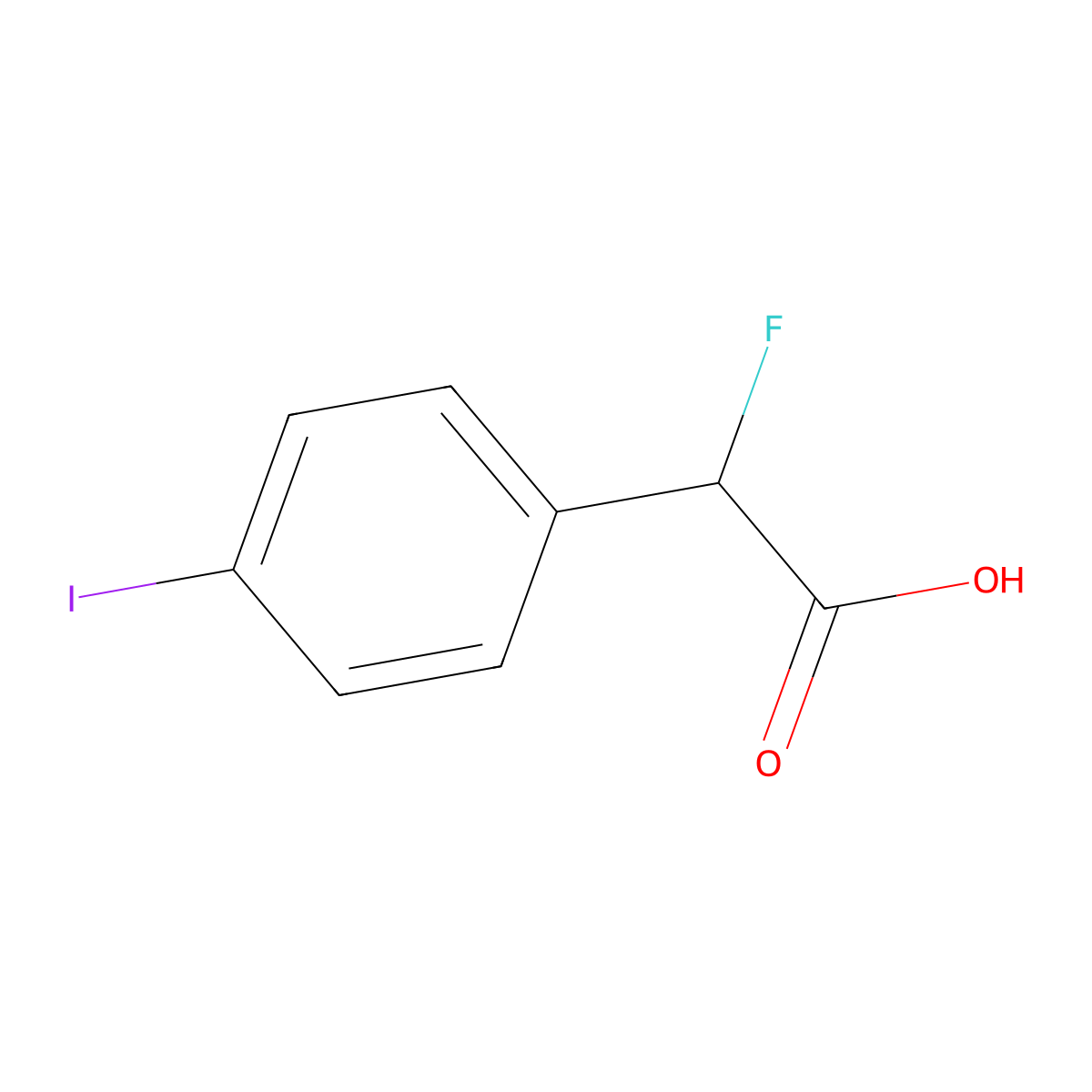 2-Fluoro-2-(4-iodophenyl)acetic acid molecular structure, CAS 2760975-40-2