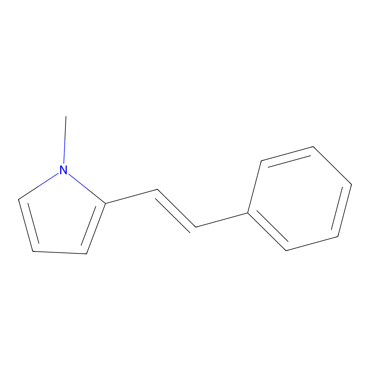 1H-Pyrrole, 1-methyl-2-(2-phenylethenyl)-, (E)- molecular structure, CAS 2761-79-7