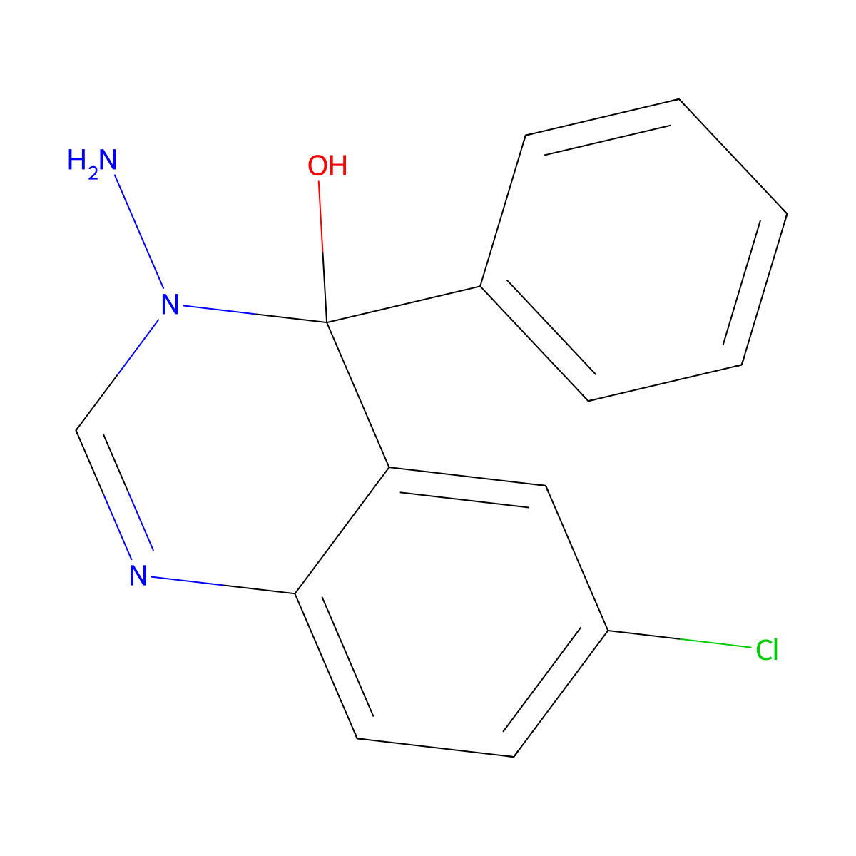 3-Amino-6-chloro-3,4-dihydro-4-phenylquinazolin-4-ol molecular structure, CAS 27610-14-6