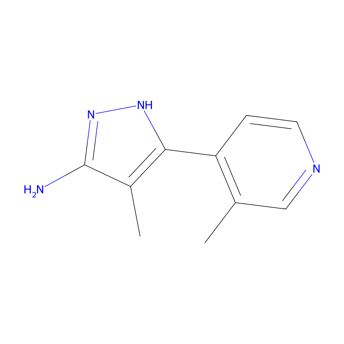 4-methyl-3-(3-methylpyridin-4-yl)-1H-pyrazol-5-amine molecular structure, CAS 2761025-04-9