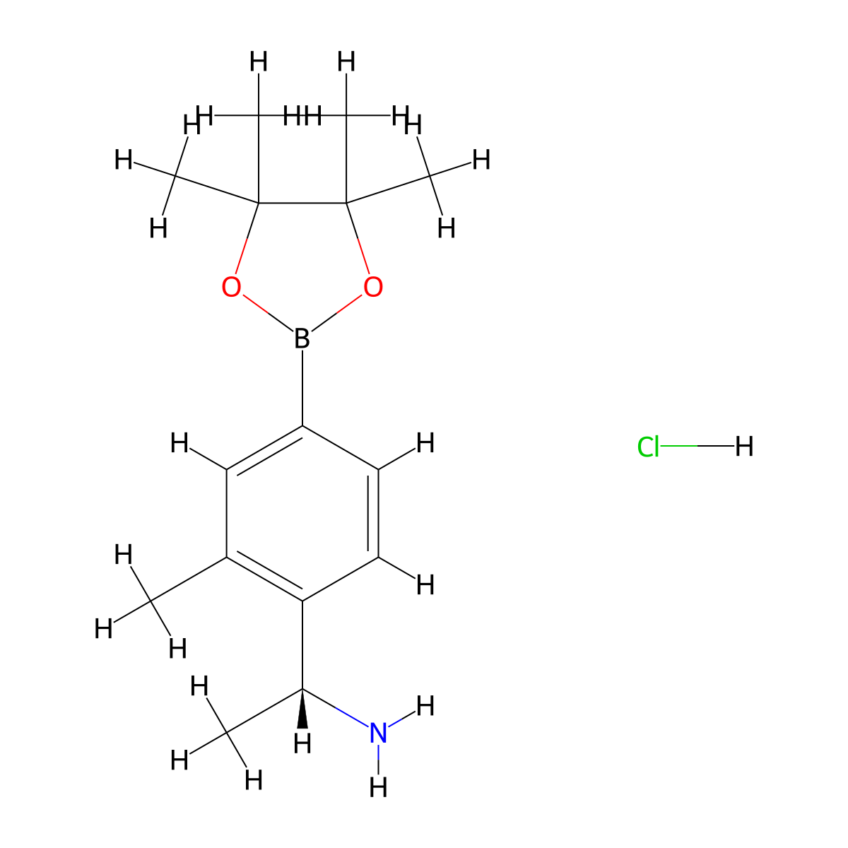 (R)-4-(1-Aminoethyl)-3-methylphenylboronic Acid Pinacol Ester Hydrochloride molecular structure, CAS 2761039-89-6
