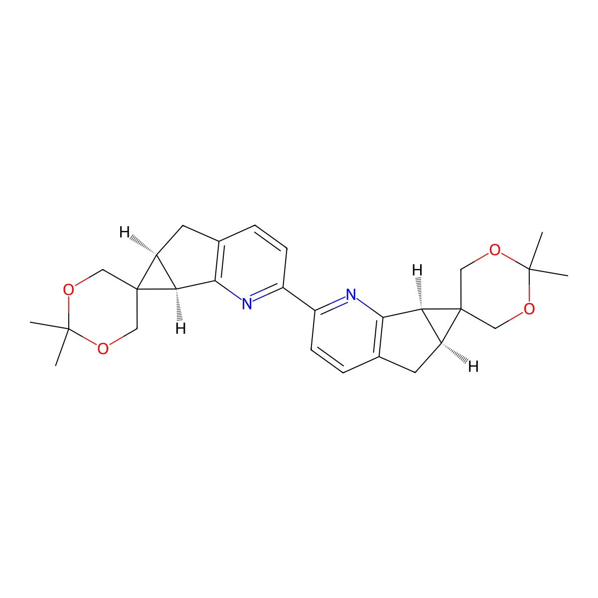 (5aS,6aR)-2-((5aS,6aR)-2',2'-Dimethyl-5a,6a-dihydro-5H-spiro[cyclopropa[4,5]cyclopenta[1,2-b]pyridine-6,5'-[1,3]dioxan]-2-yl)-2',2'-dimethyl-5a,6a-dihydro-5H-spiro[cyclopropa[4,5]... molecular structure, CAS 2761045-11-6