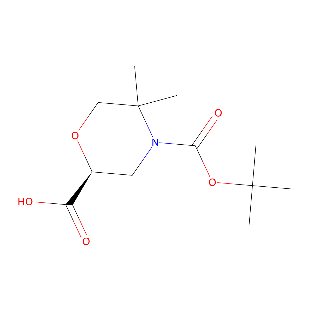 (S)-4-(tert-Butoxycarbonyl)-5,5-dimethylmorpholine-2-carboxylic acid molecular structure, CAS 2761094-15-7