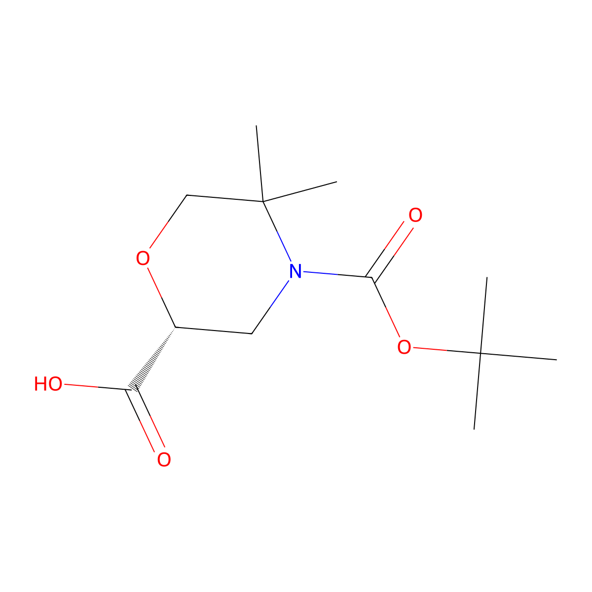 (R)-4-(tert-Butoxycarbonyl)-5,5-dimethylmorpholine-2-carboxylic acid molecular structure, CAS 2761094-16-8