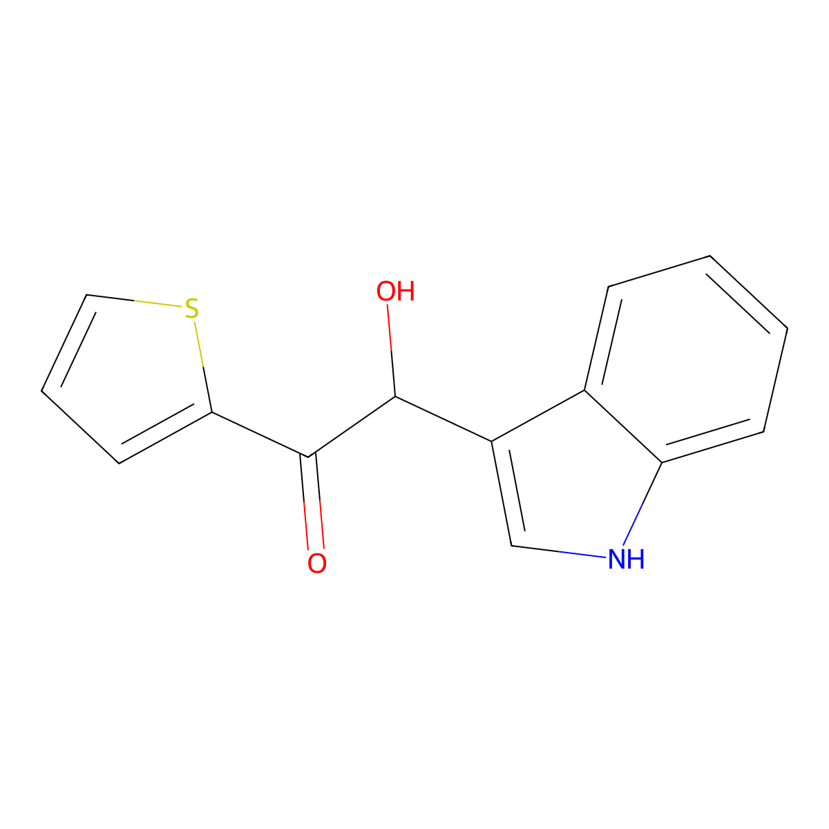 2-hydroxy-2-(1H-indol-3-yl)-1-thiophen-2-ylethanone molecular structure, CAS 27611-70-7