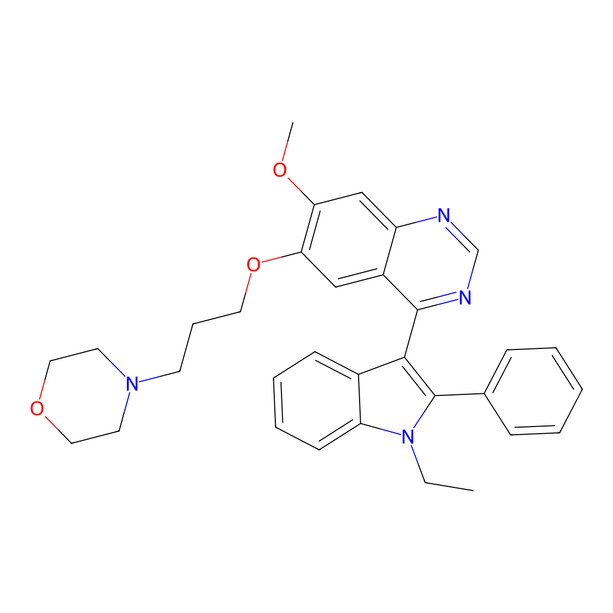 4-[3-[4-(1-Ethyl-2-phenylindol-3-yl)-7-methoxyquinazolin-6-yl]oxypropyl]morpholine molecular structure, CAS 2761327-15-3