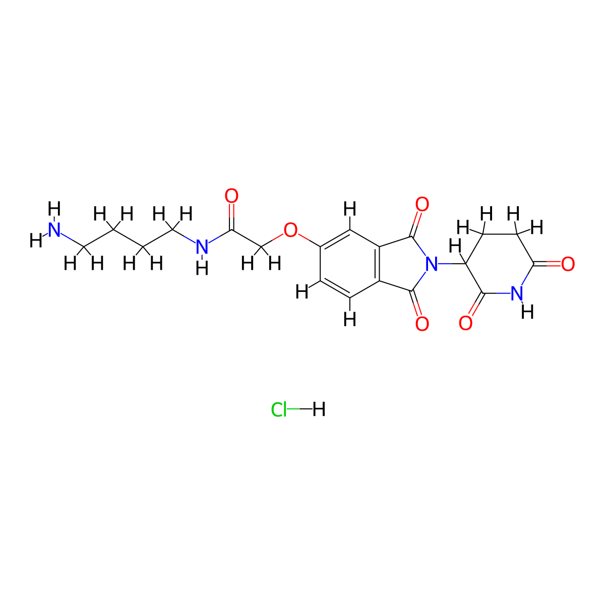 N-(4-aminobutyl)-2-{[2-(2,6-dioxopiperidin-3-yl)-1,3-dioxo-2,3-dihydro-1H-isoindol-5-yl]oxy}acetamide hydrochloride molecular structure, CAS 2761384-53-4