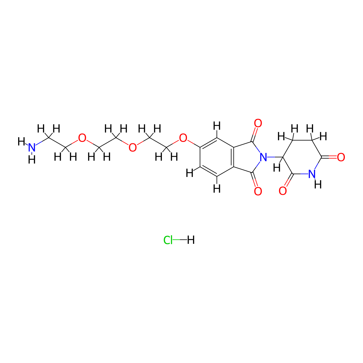 5-(2-(2-(2-aminoethoxy)ethoxy)ethoxy)-2-(2,6-dioxopiperidin-3-yl)-2,3-dihydro-1H-isoindole-1,3-dione hydrochloride molecular structure, CAS 2761385-81-1