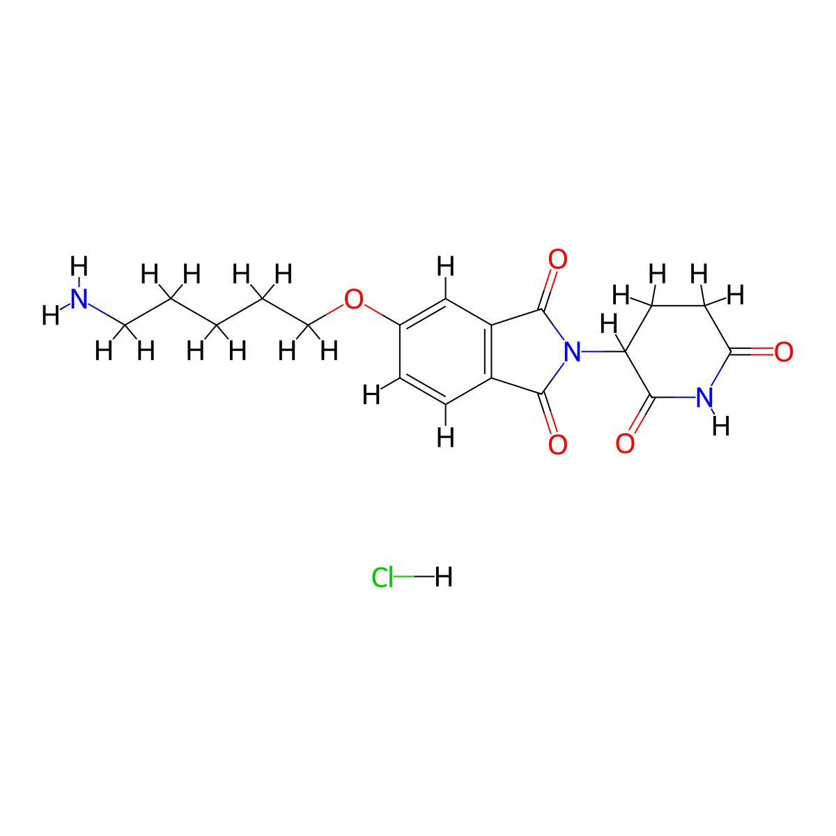 Thalidomide-5-O-C5-NH2 (hydrochloride) molecular structure, CAS 2761385-94-6