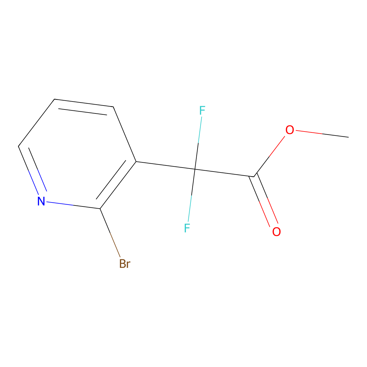 Methyl 2-bromo-|A,|A-difluoro-3-pyridineacetate molecular structure, CAS 2761389-76-6