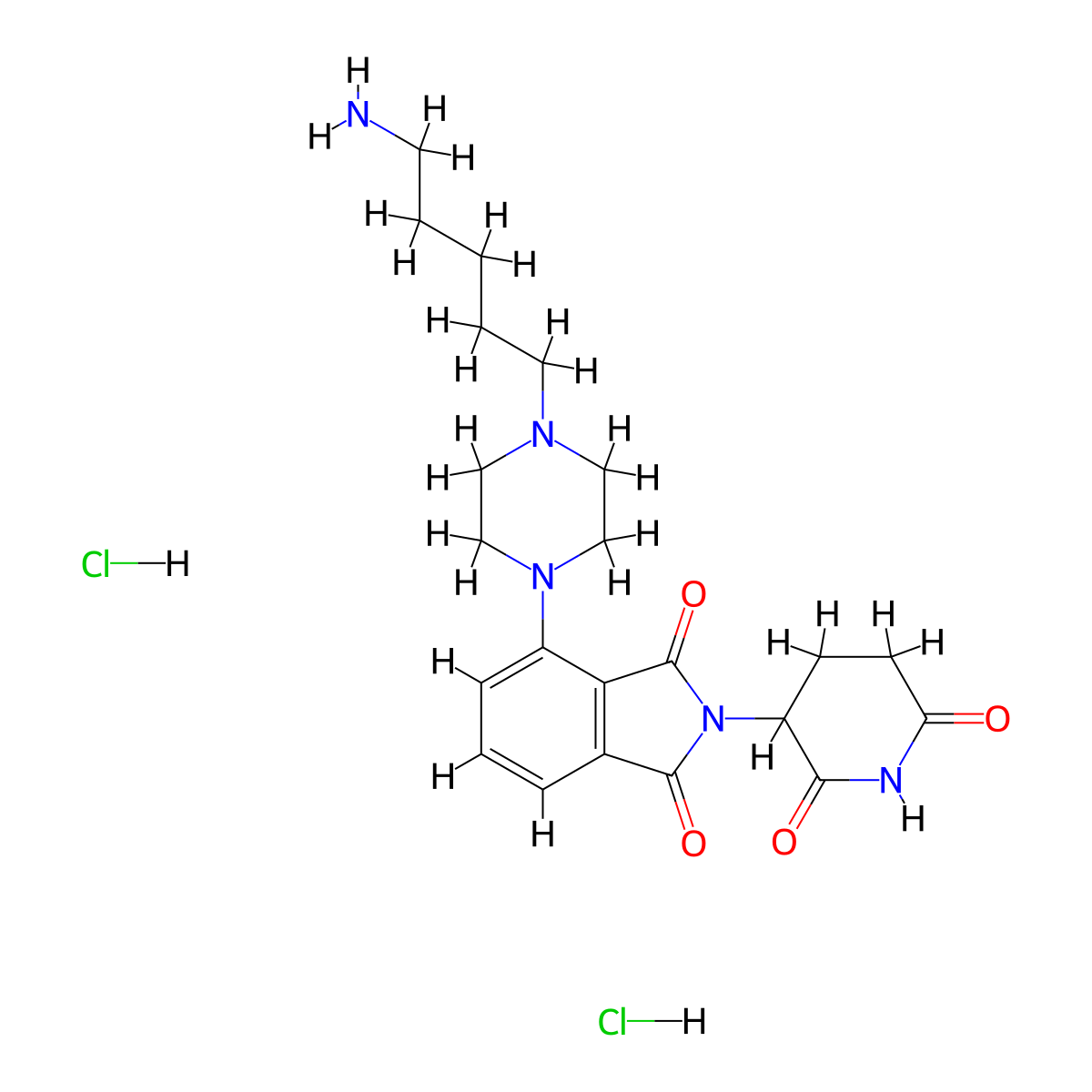 4-[4-(5-aminopentyl)piperazin-1-yl]-2-(2,6-dioxopiperidin-3-yl)-2,3-dihydro-1H-isoindole-1,3-dione dihydrochloride molecular structure, CAS 2761394-32-3