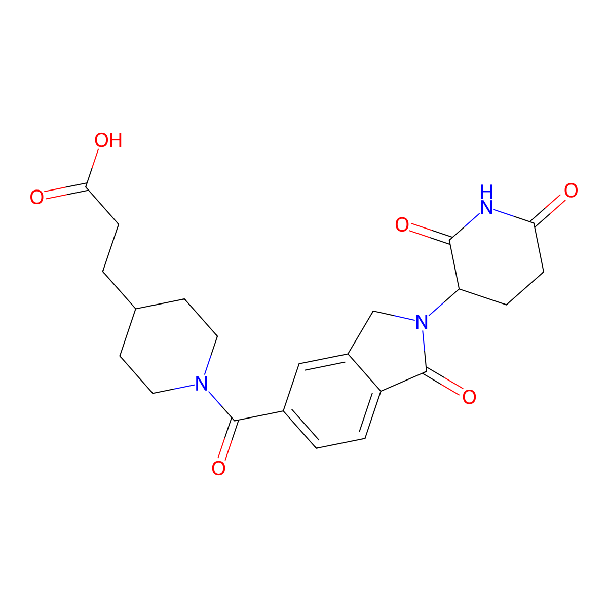 3-{1-[2-(2,6-dioxopiperidin-3-yl)-1-oxo-2,3-dihydro-1H-isoindole-5-carbonyl]piperidin-4-yl}propanoic acid molecular structure, CAS 2761395-77-9