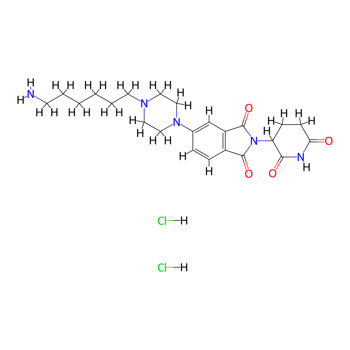 5-[4-(6-aminohexyl)piperazin-1-yl]-2-(2,6-dioxopiperidin-3-yl)-2,3-dihydro-1H-isoindole-1,3-dione dihydrochloride molecular structure, CAS 2761398-01-8