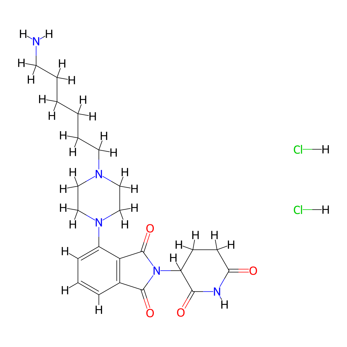 4-[4-(6-aminohexyl)piperazin-1-yl]-2-(2,6-dioxopiperidin-3-yl)-2,3-dihydro-1H-isoindole-1,3-dione dihydrochloride molecular structure, CAS 2761398-03-0