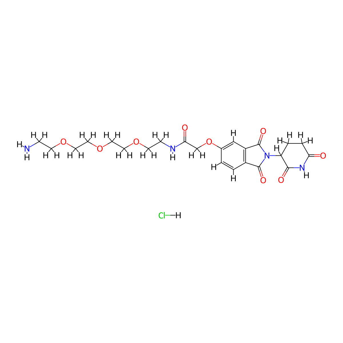 N-(2-{2-[2-(2-aminoethoxy)ethoxy]ethoxy}ethyl)-2-{[2-(2,6-dioxopiperidin-3-yl)-1,3-dioxo-2,3-dihydro-1H-isoindol-5-yl]oxy}acetamide hydrochloride molecular structure, CAS 2761398-74-5