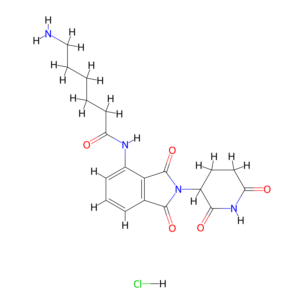 6-amino-N-(2-(2,6-dioxopiperidin-3-yl)-1,3-dioxo-2,3-dihydro-1H-isoindol-4-yl)hexanamide hydrochloride molecular structure, CAS 2761399-93-1