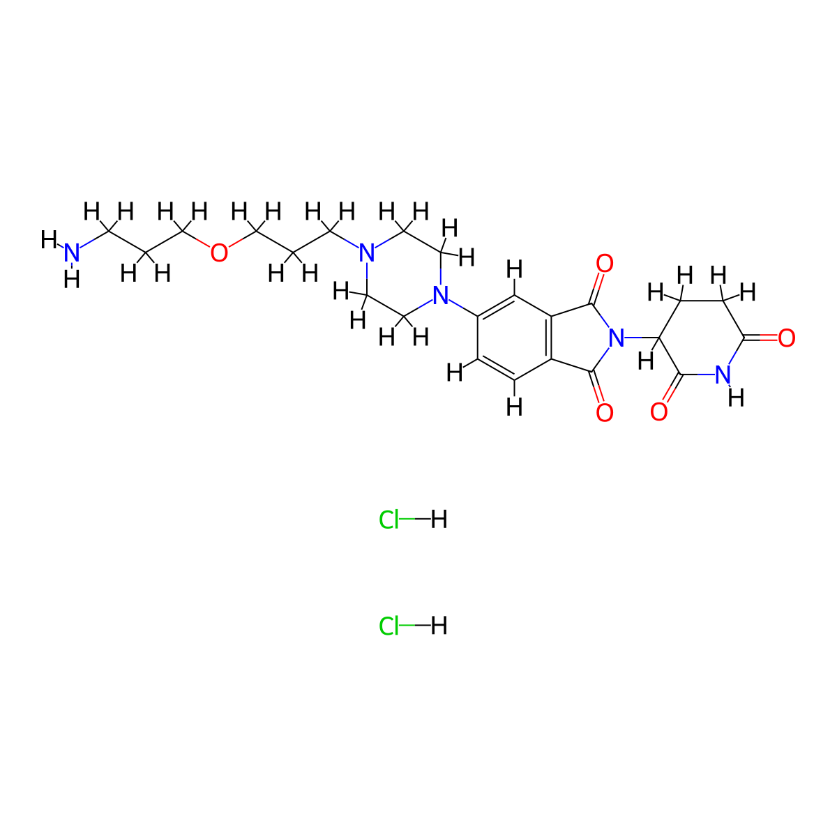 5-{4-[3-(3-aminopropoxy)propyl]piperazin-1-yl}-2-(2,6-dioxopiperidin-3-yl)-2,3-dihydro-1H-isoindole-1,3-dione dihydrochloride molecular structure, CAS 2761404-79-7
