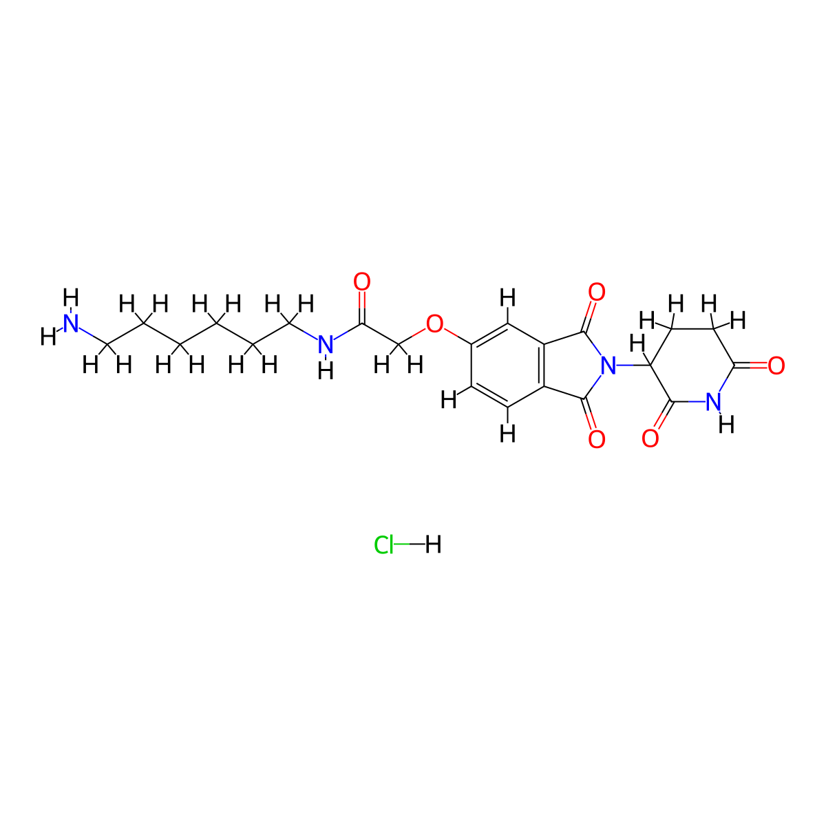 N-(6-aminohexyl)-2-{[2-(2,6-dioxopiperidin-3-yl)-1,3-dioxo-2,3-dihydro-1H-isoindol-5-yl]oxy}acetamide hydrochloride molecular structure, CAS 2761405-29-0