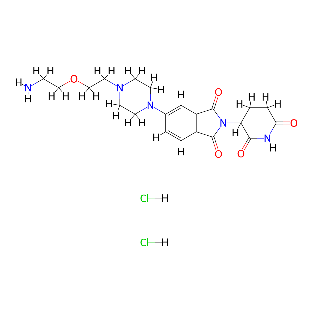 5-{4-[2-(2-aminoethoxy)ethyl]piperazin-1-yl}-2-(2,6-dioxopiperidin-3-yl)-2,3-dihydro-1H-isoindole-1,3-dione dihydrochloride molecular structure, CAS 2761406-57-7