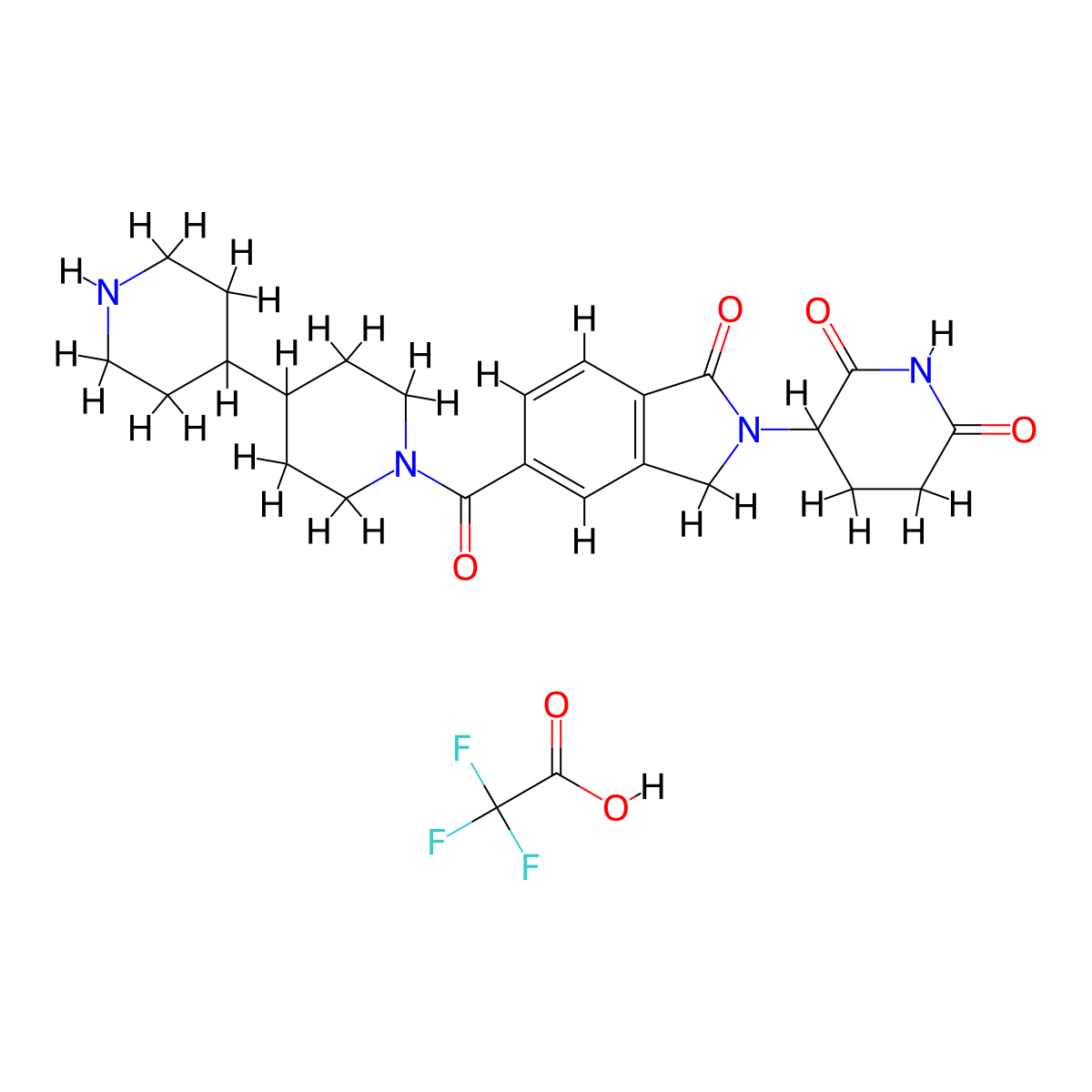 3-(5-{[4,4'-bipiperidine]-1-carbonyl}-1-oxo-2,3-dihydro-1H-isoindol-2-yl)piperidine-2,6-dione; trifluoroacetic acid molecular structure, CAS 2761409-43-0