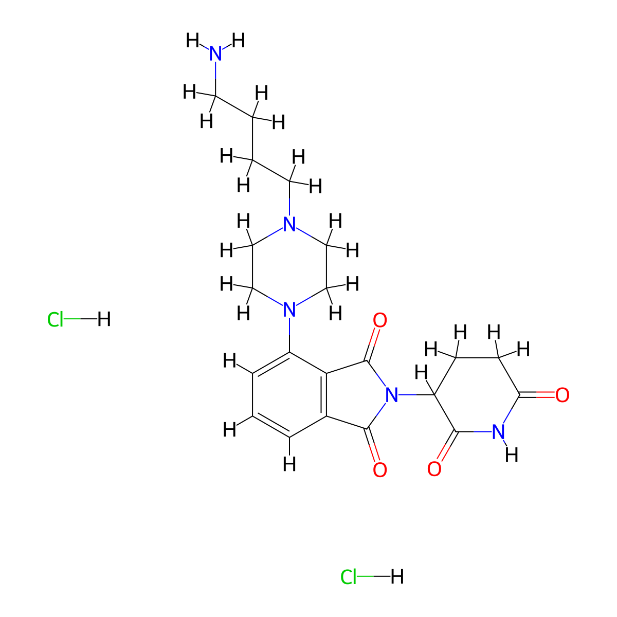 4-[4-(4-aminobutyl)piperazin-1-yl]-2-(2,6-dioxopiperidin-3-yl)-2,3-dihydro-1H-isoindole-1,3-dione dihydrochloride molecular structure, CAS 2761410-23-3