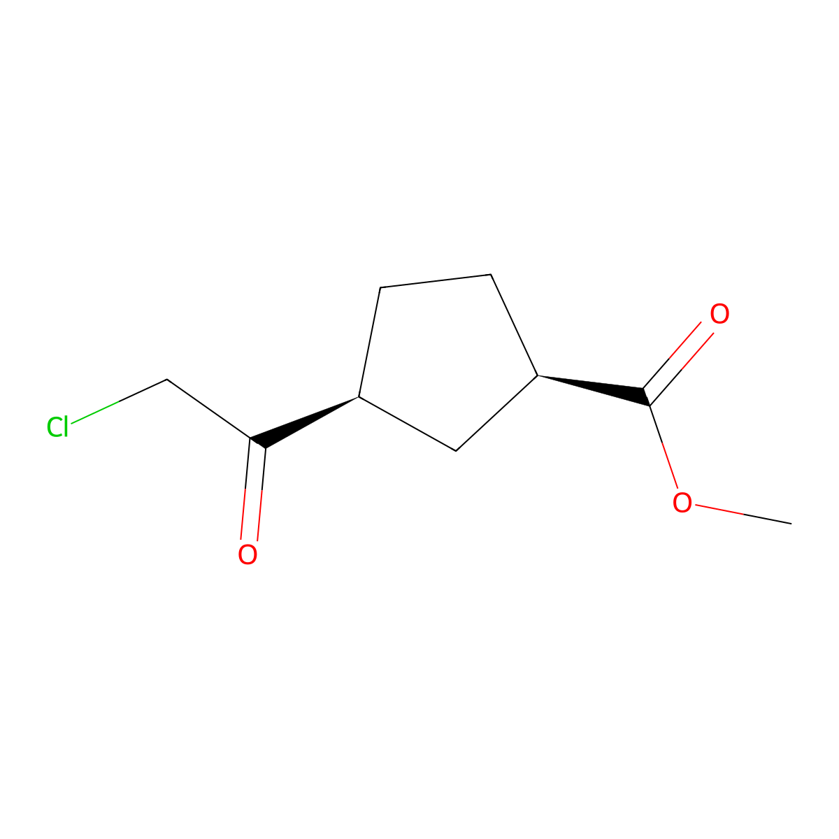 rac-methyl (1R,3S)-3-(2-chloroacetyl)cyclopentane-1-carboxylate molecular structure, CAS 2761444-24-8