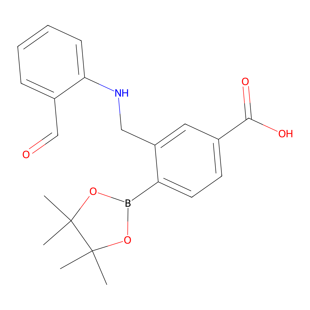 3-(((2-Formylphenyl)amino)methyl)-4-(4,4,5,5-tetramethyl-1,3,2-dioxaborolan-2-yl)benzoic acid molecular structure, CAS 2761599-07-7