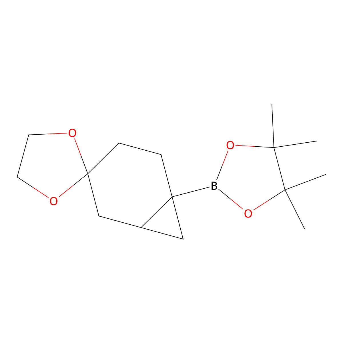 4,4,5,5-Tetramethyl-2-(spiro[bicyclo[4.1.0]heptane-3,2'-[1,3]dioxolan]-6-yl)-1,3,2-dioxaborolane molecular structure, CAS 2761984-81-8