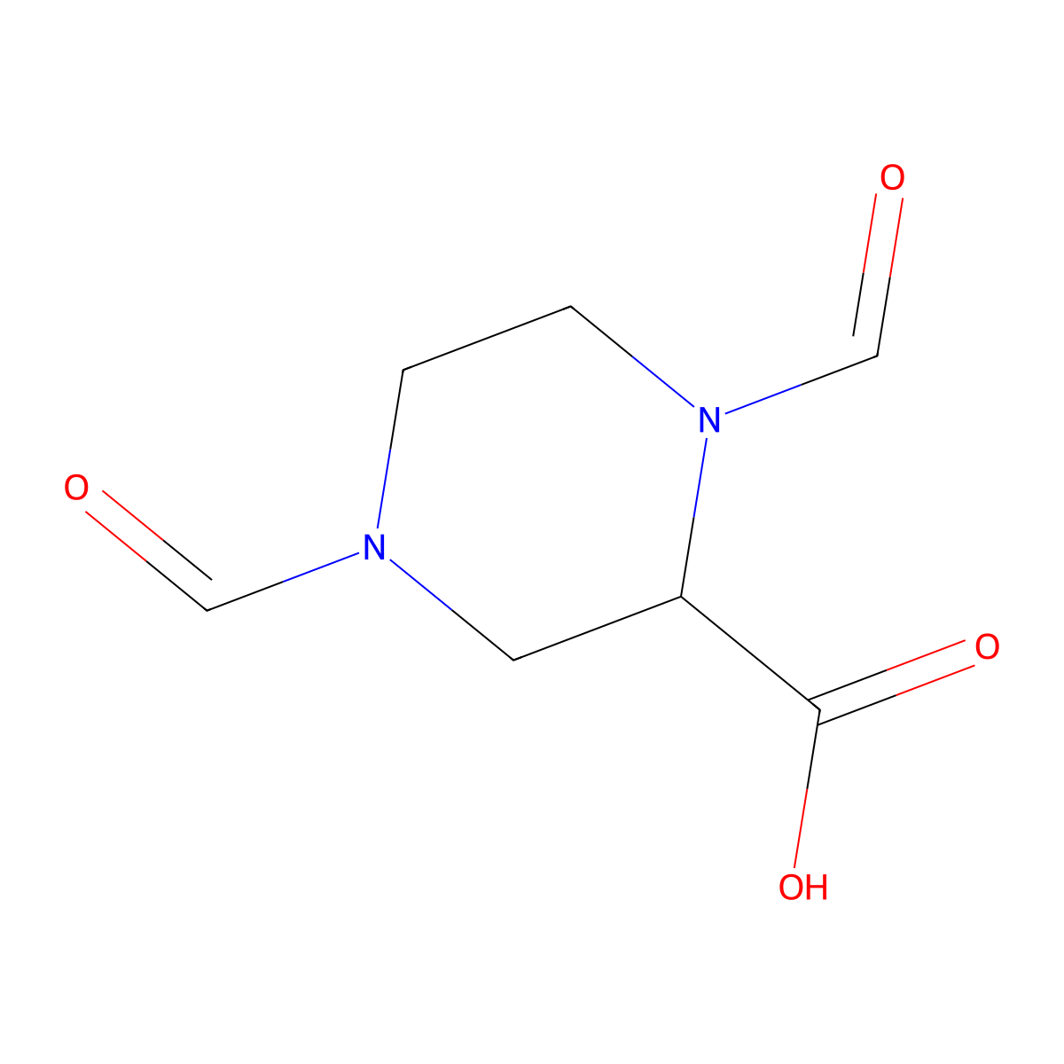 1,4-Diformyl-2-piperazinecarboxylic acid molecular structure, CAS 2762-33-6
